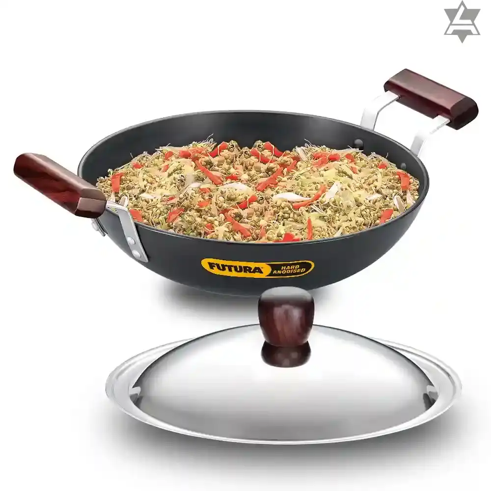 Hard Anodised Deep-Fry Pan (Round Bottom) 2.75 Litre(Kadhai) (AK275)